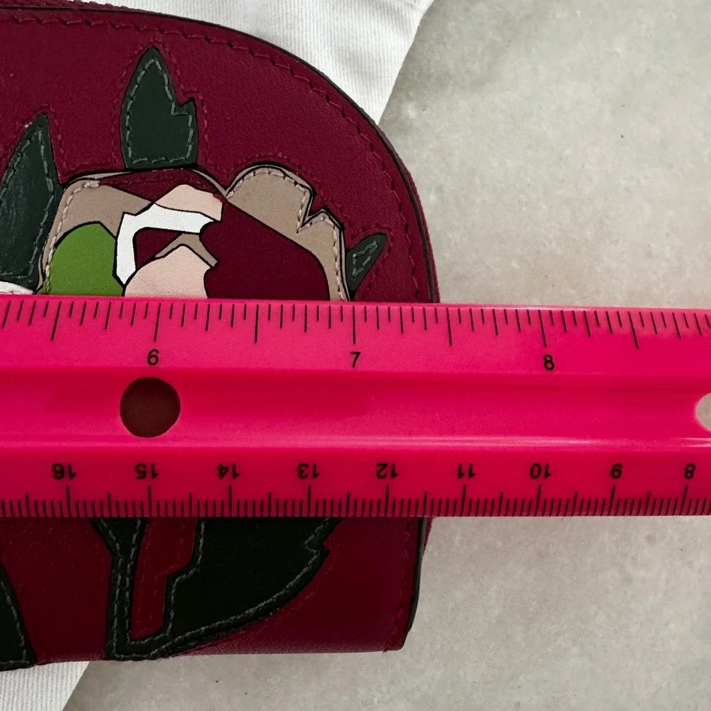 Radley London Burgundy Leather Floral Applique Zip Around Matinee Wallet New